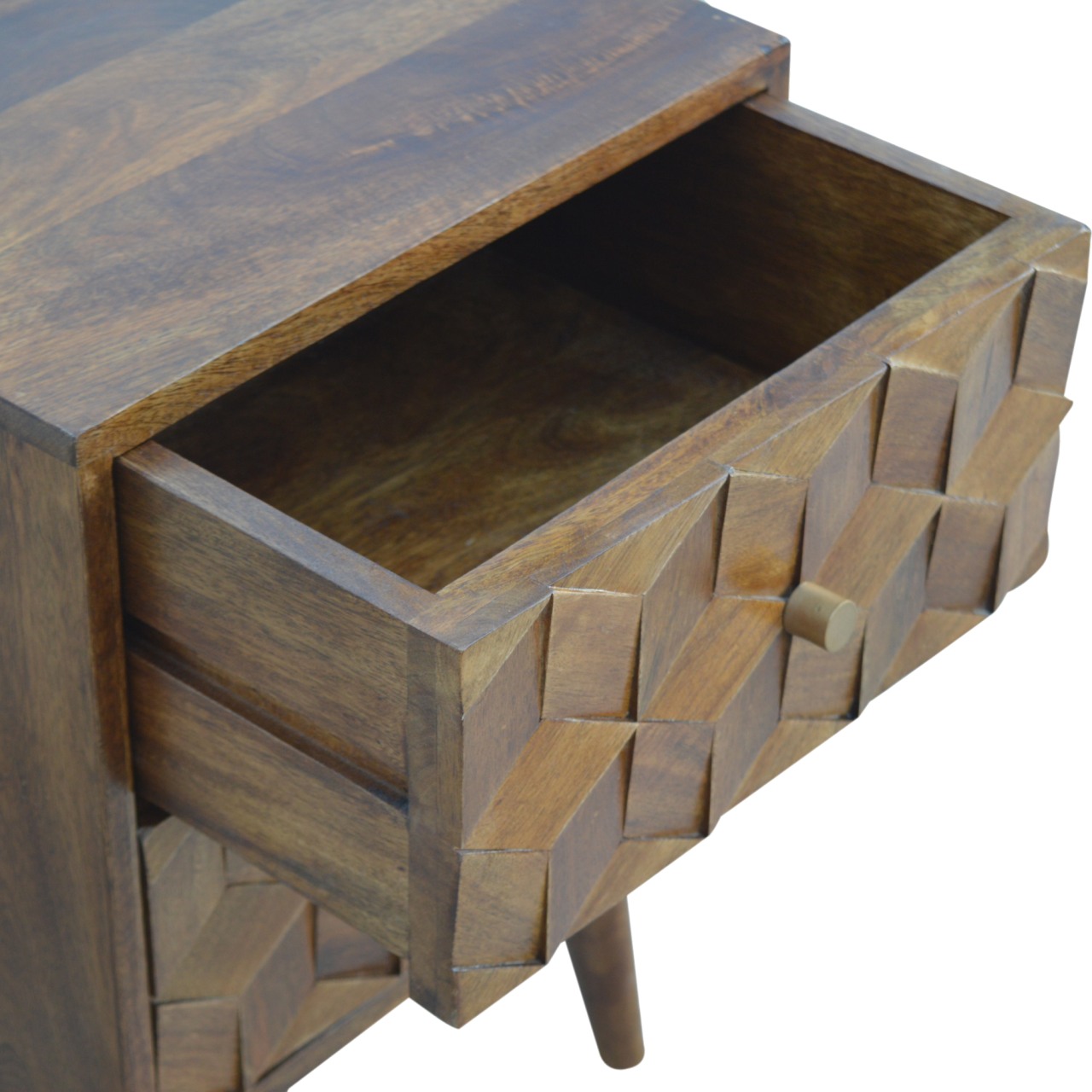 Chestnut Cube Carved Bedside - Image 4