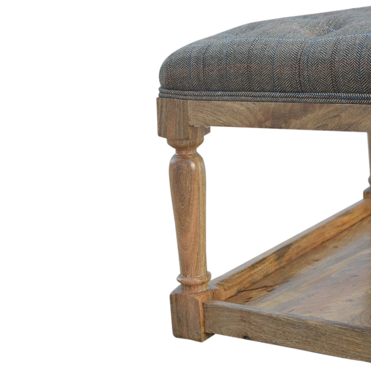 Multi Tweed Footstool with Shelf - Image 2
