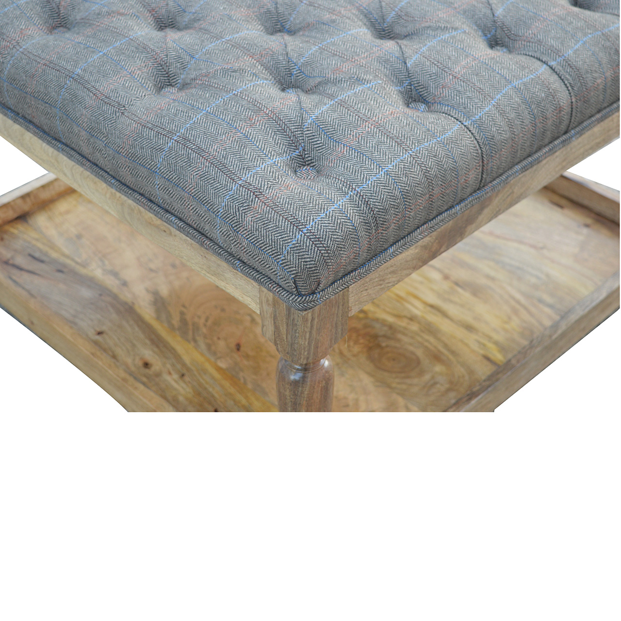 Multi Tweed Footstool with Shelf - Image 4