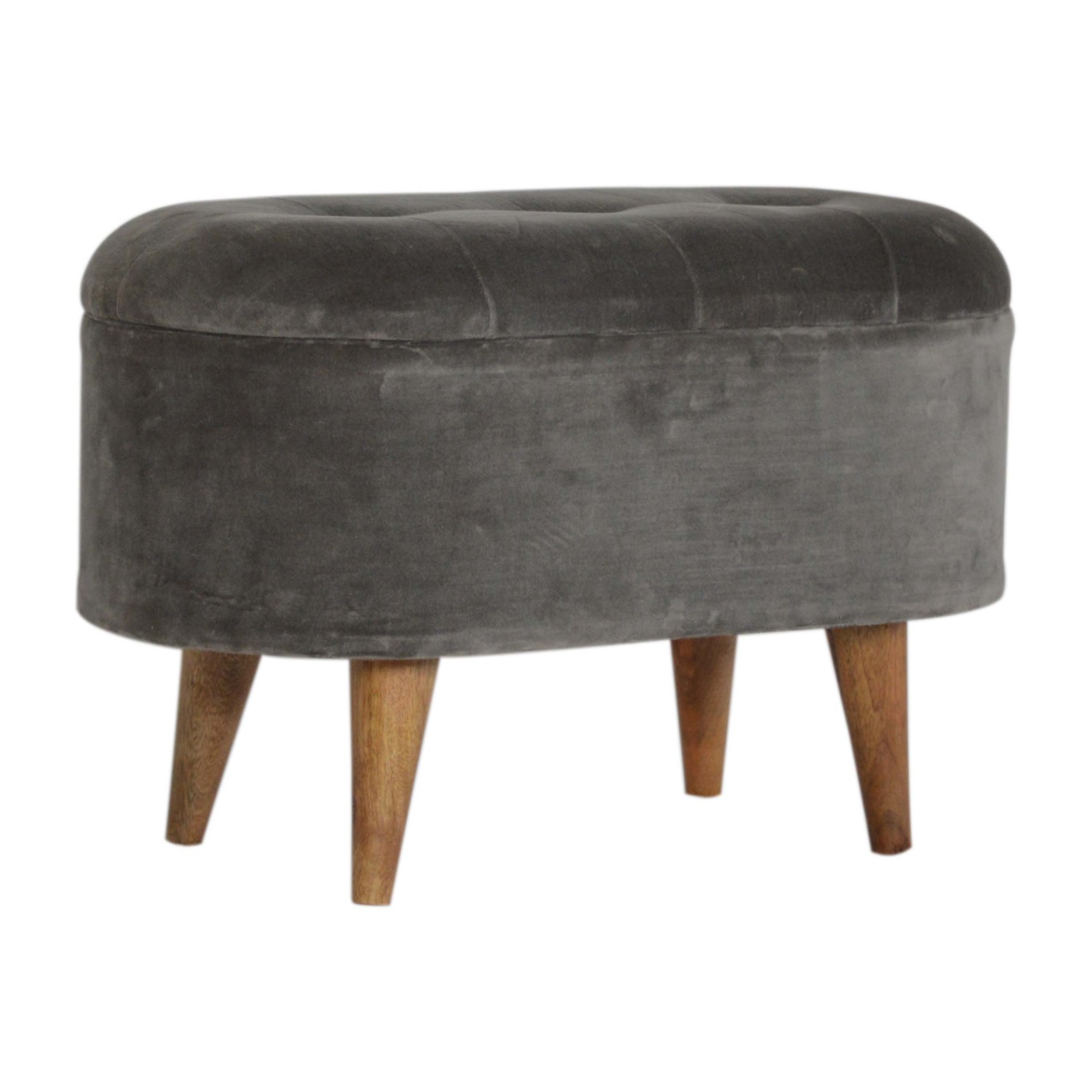 Grey Velvet Storage Footstool - Image 2