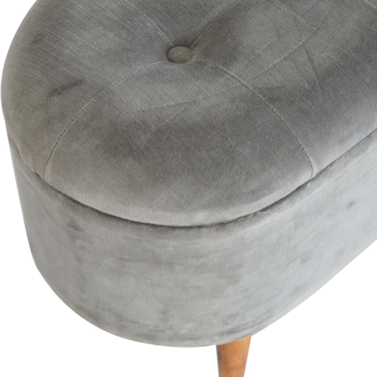 Grey Velvet Storage Footstool - Image 4