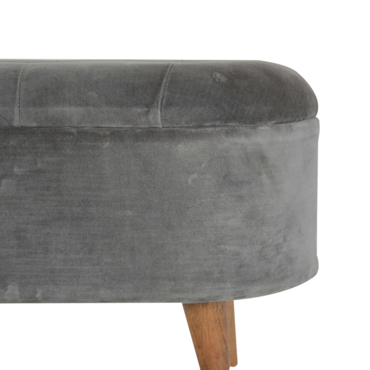 Grey Velvet Storage Footstool - Image 5