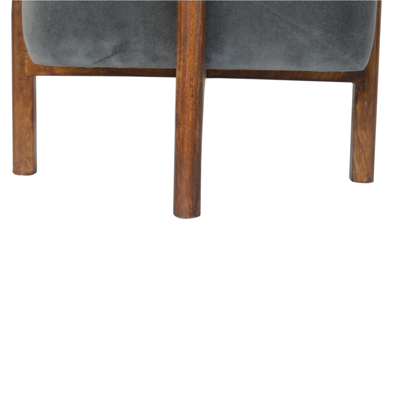Solid Wood Grey Velvet Footstool - Image 5