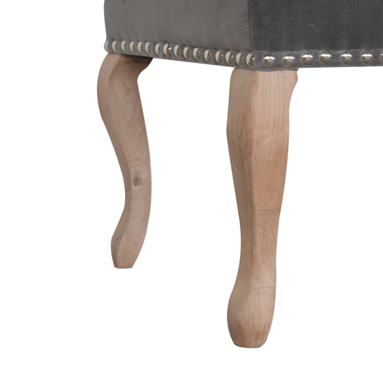 French Style Grey Velvet Bench - Image 8
