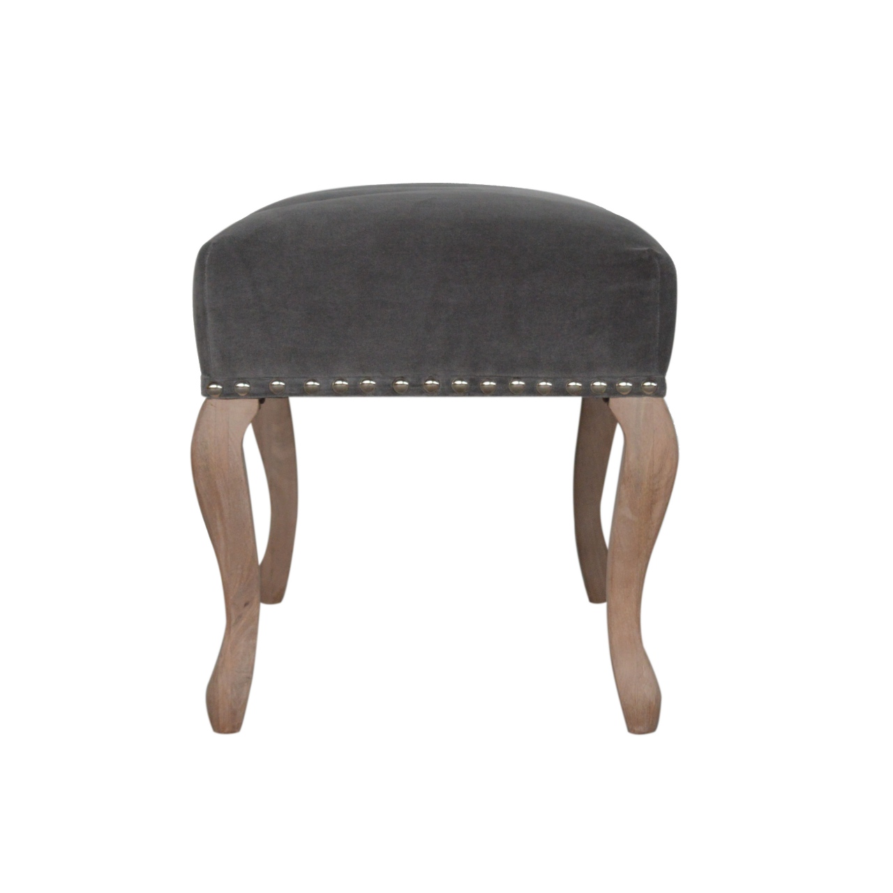 French Style Grey Velvet Bench - Image 9