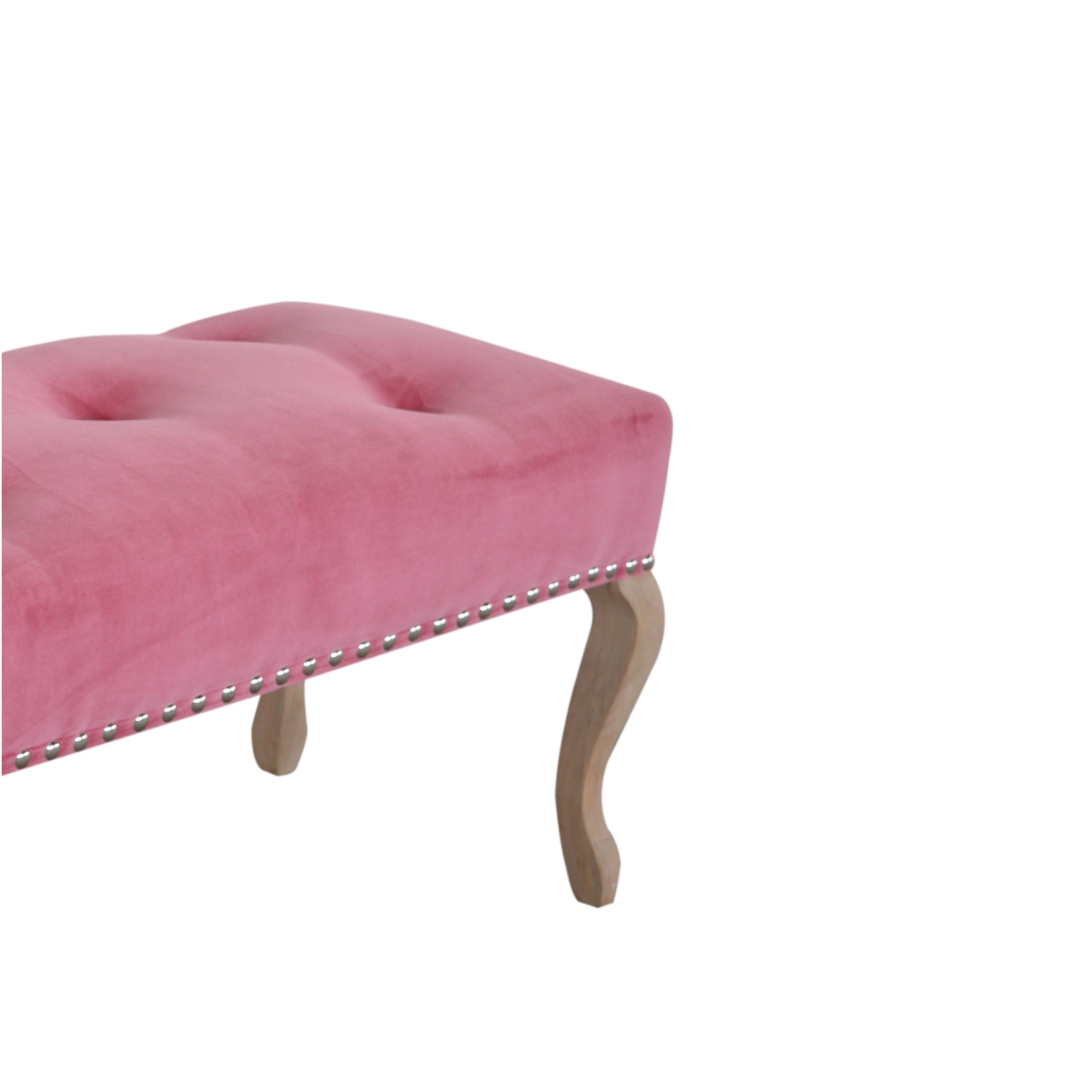French Style Pink Velvet Bench - Image 7