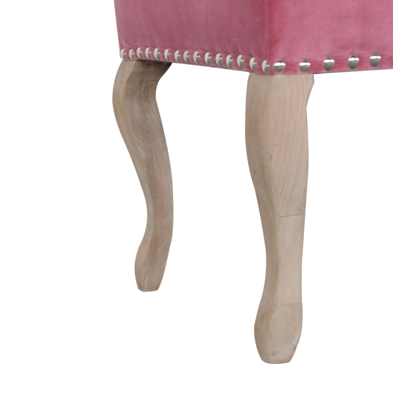 French Style Pink Velvet Bench - Image 8