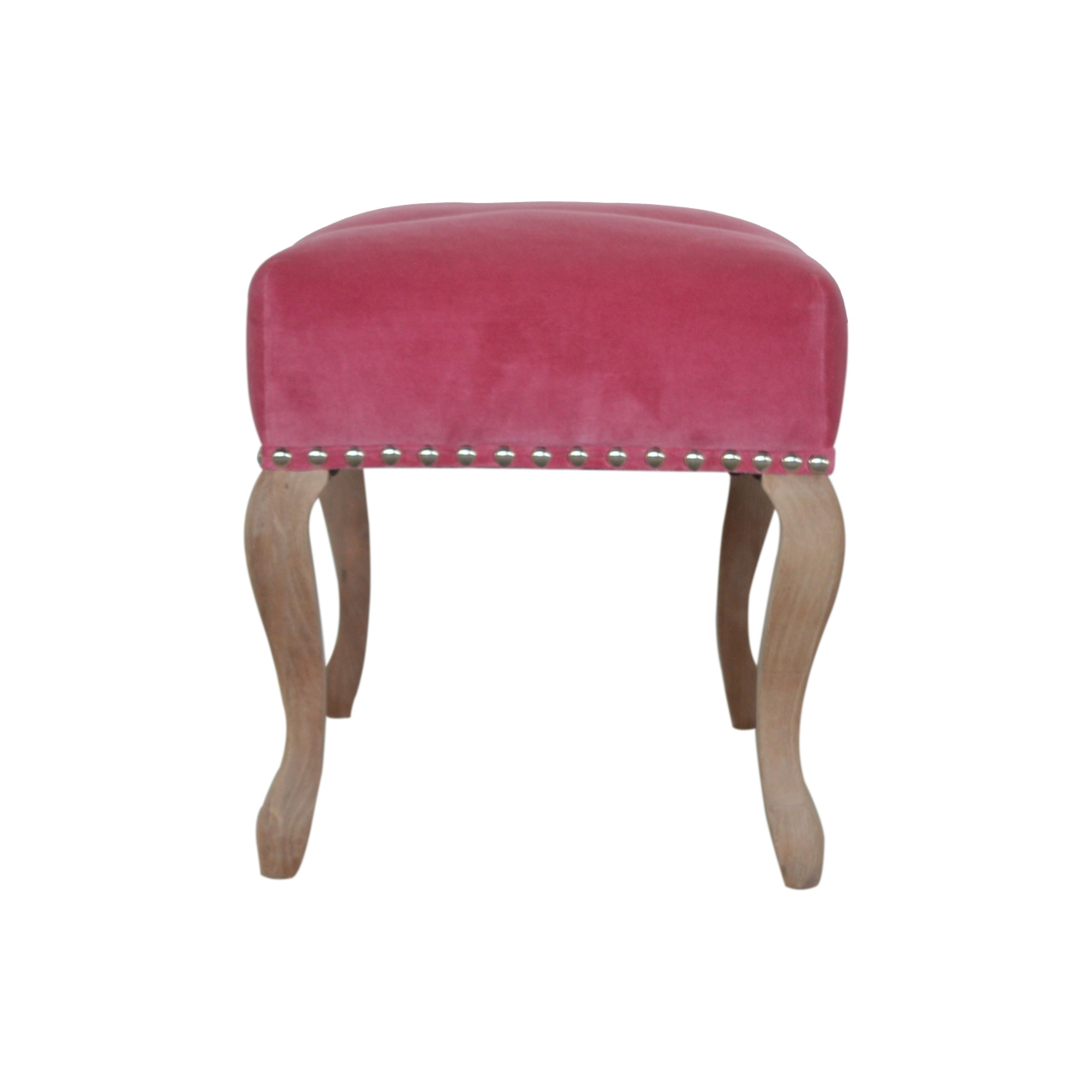 French Style Pink Velvet Bench - Image 9