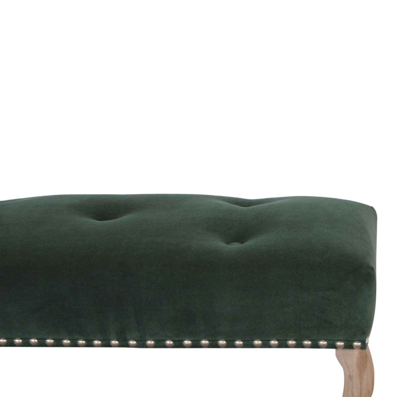 French Style Emerald Velvet Bench - Image 4