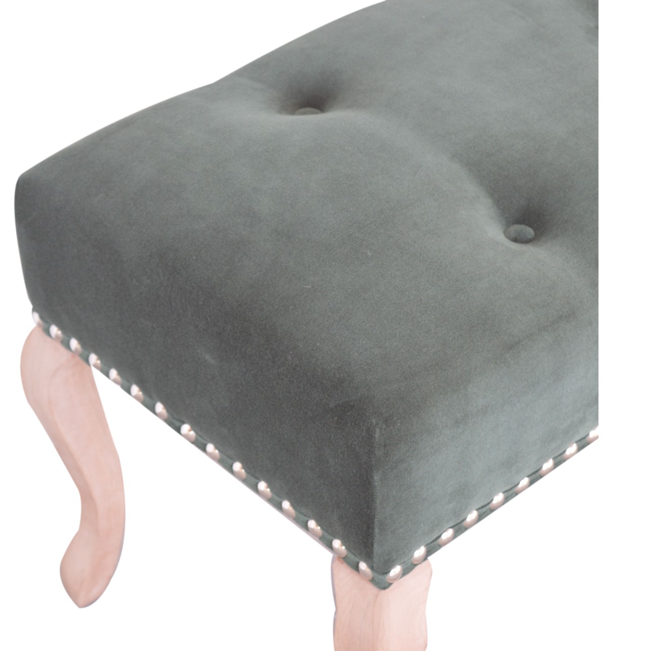 French Style Emerald Velvet Bench - Image 6