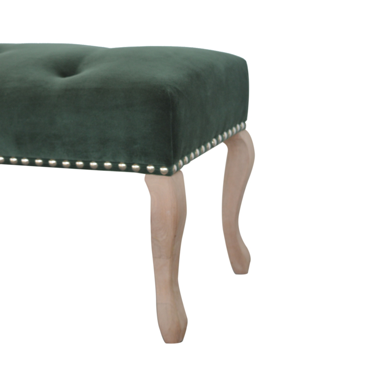 French Style Emerald Velvet Bench - Image 7