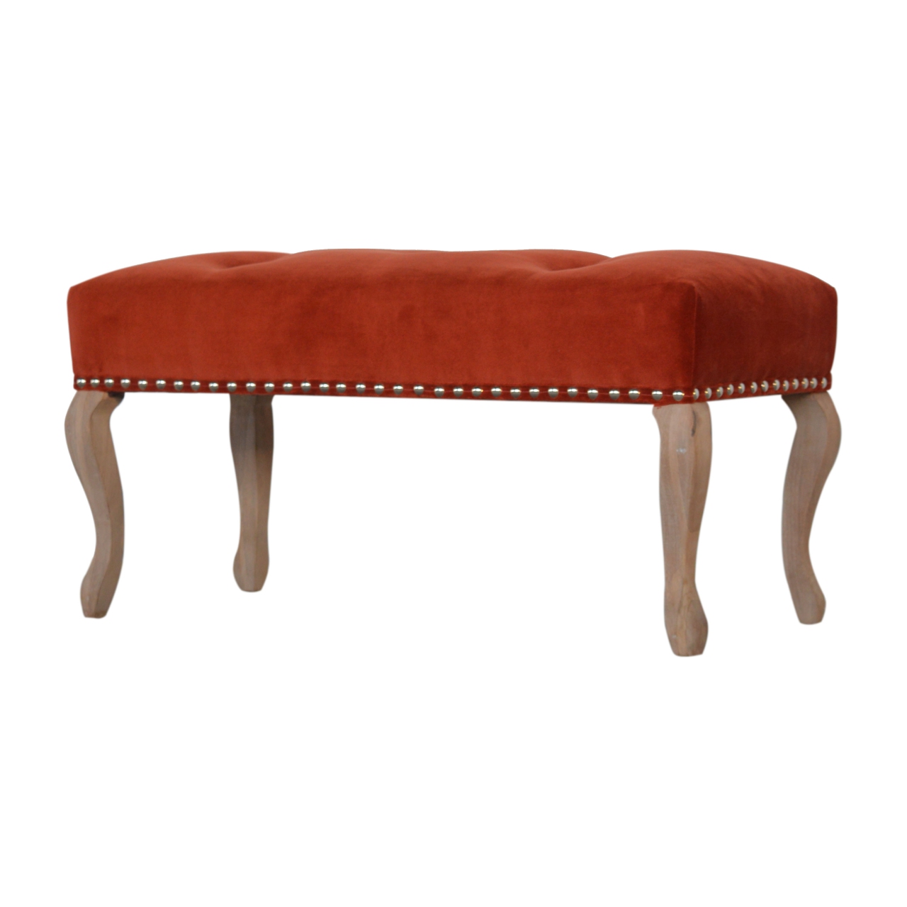 French Style Rust Velvet Bench - Image 3