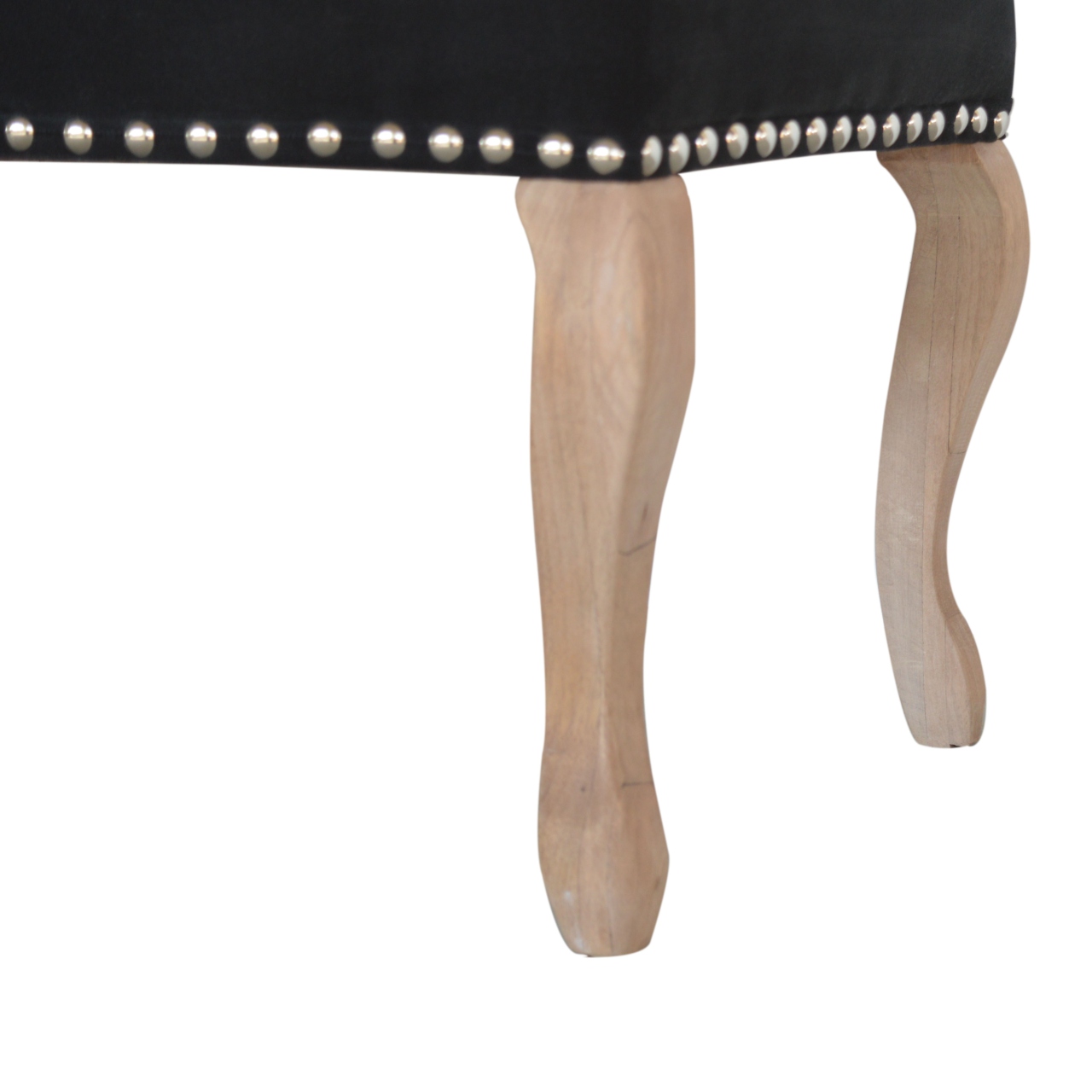 French Style Black Velvet Bench - Image 7
