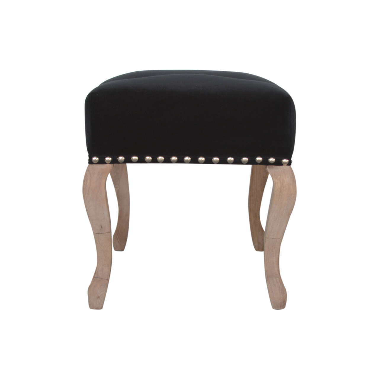 French Style Black Velvet Bench - Image 9
