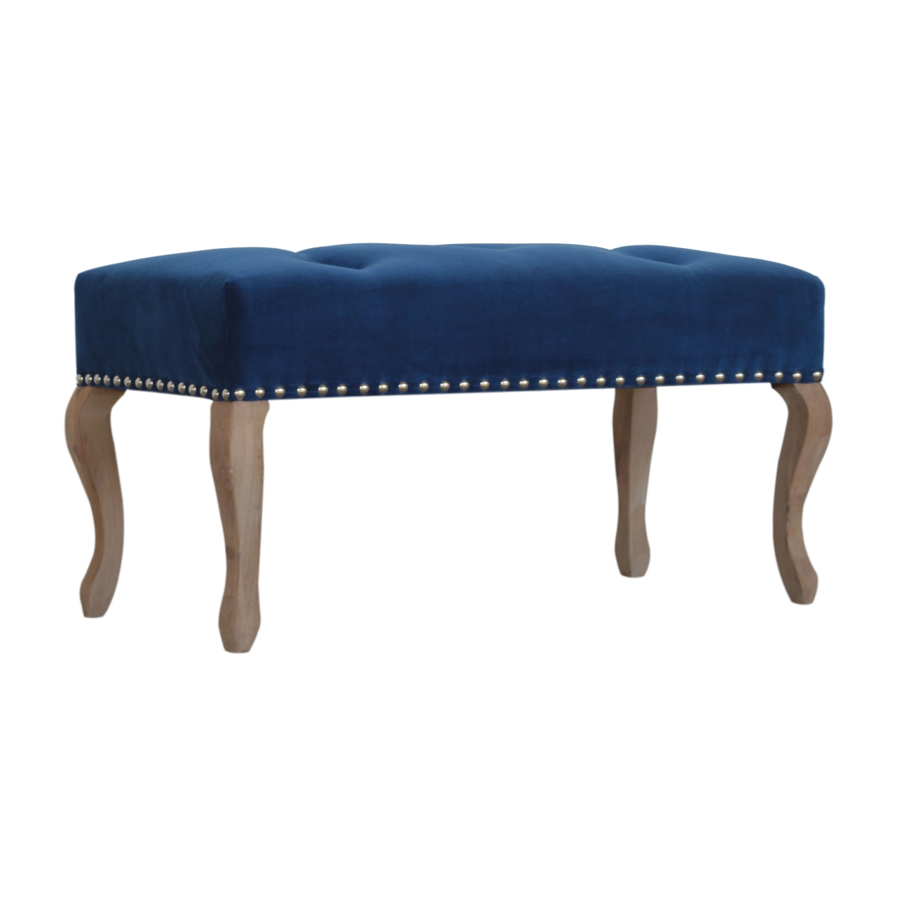 French Royal Blue Velvet Bench - Image 2