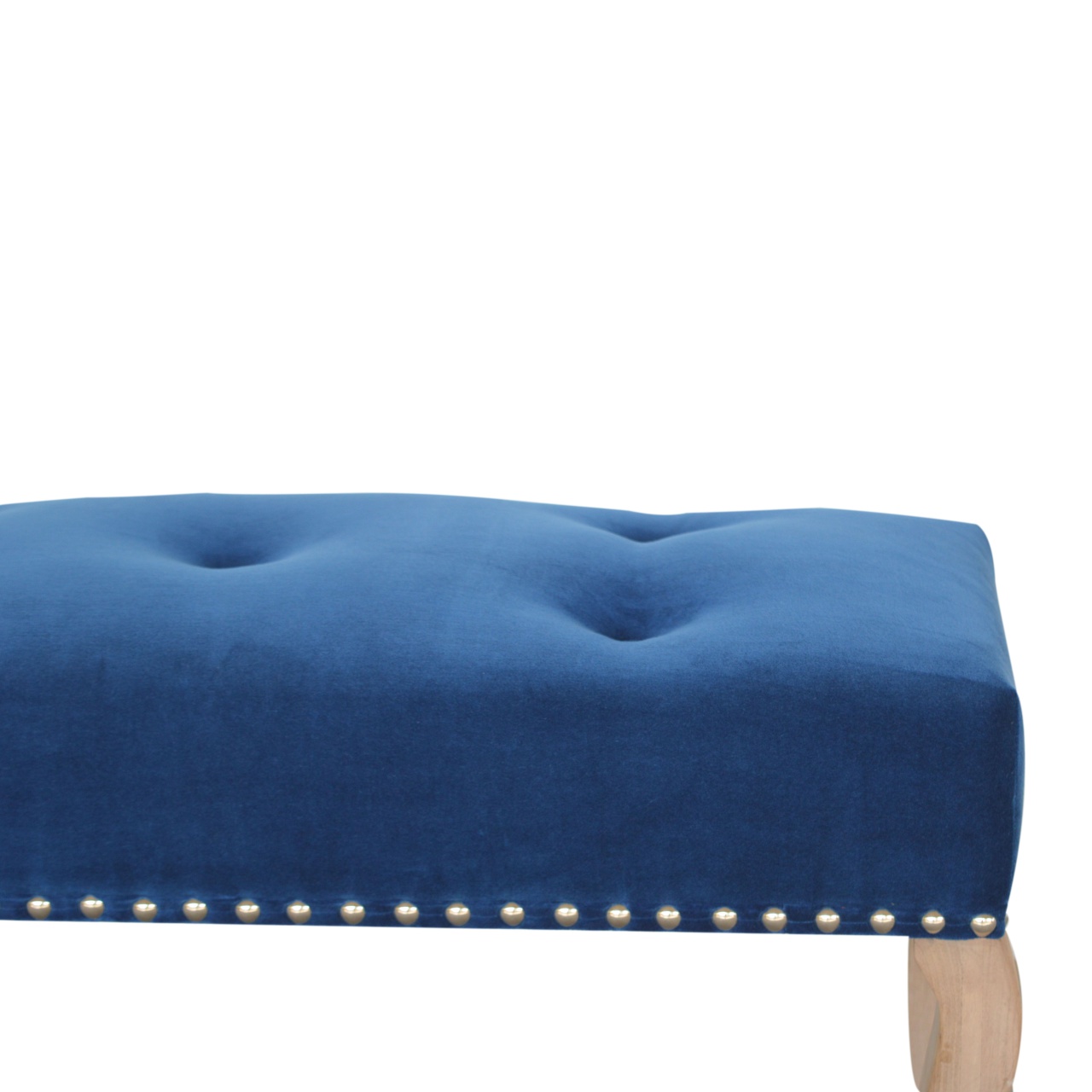 French Royal Blue Velvet Bench - Image 3
