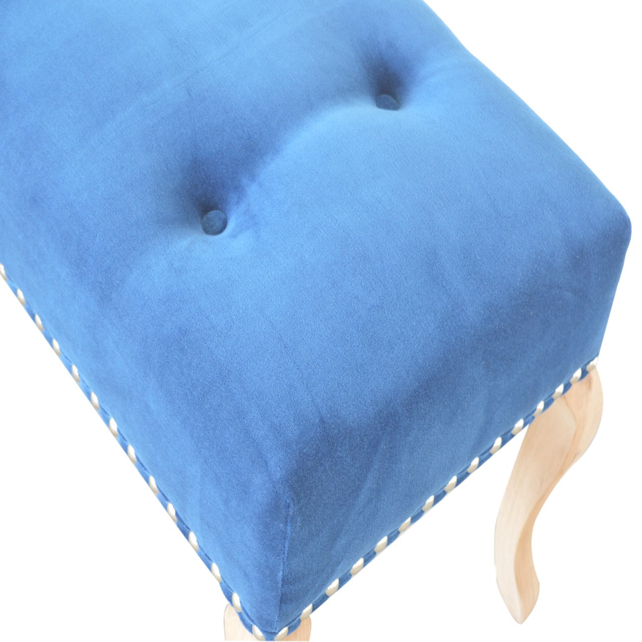 French Royal Blue Velvet Bench - Image 4