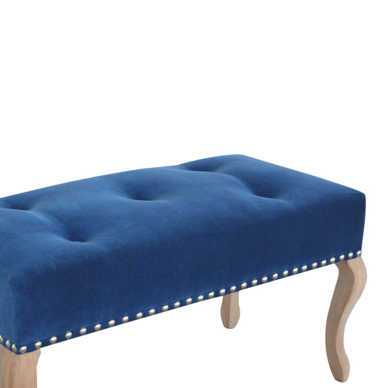 French Royal Blue Velvet Bench - Image 5