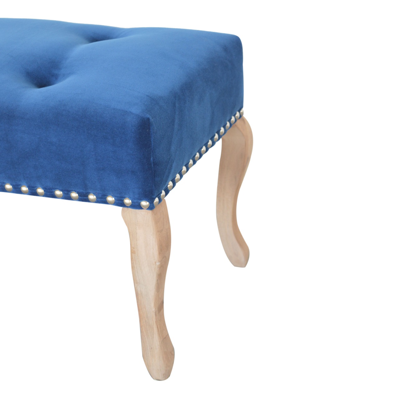 French Royal Blue Velvet Bench - Image 6
