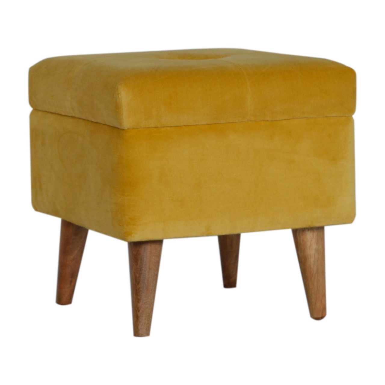 Mustard Velvet Storage Footstool - Image 2
