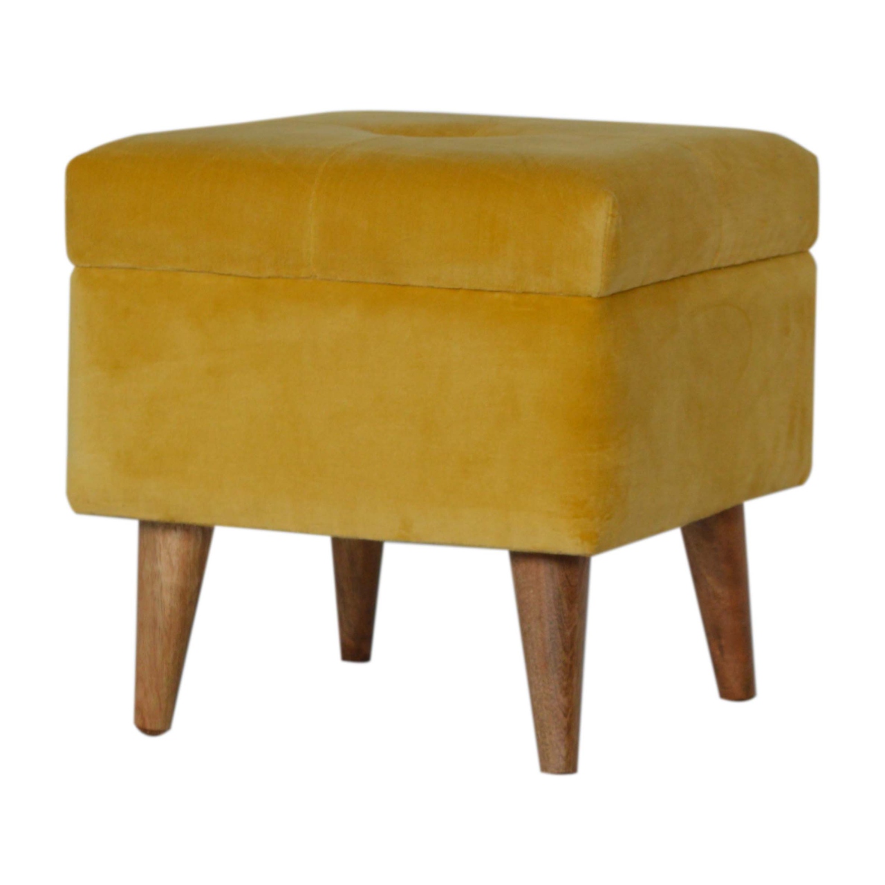 Mustard Velvet Storage Footstool - Image 3