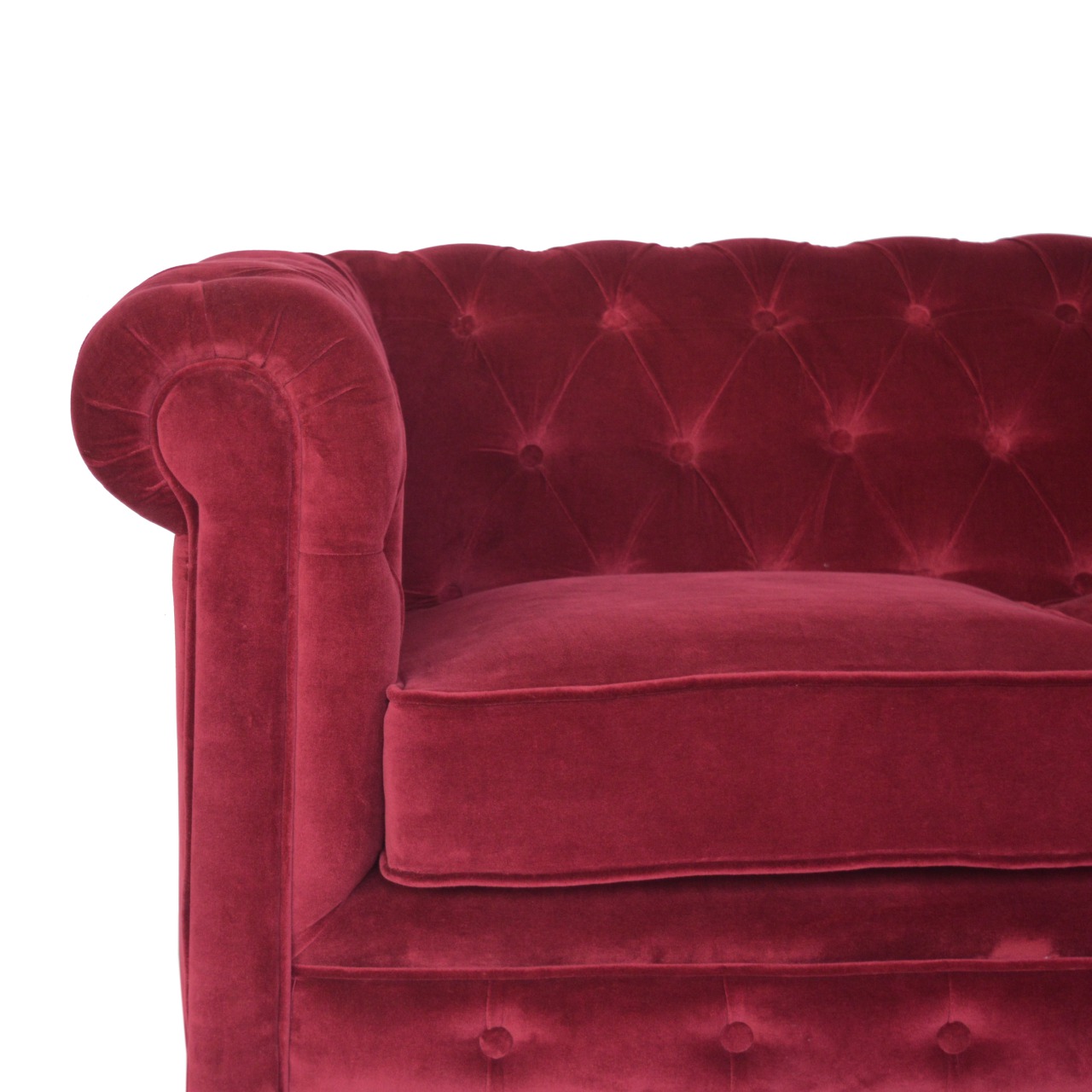 Wine Red Velvet Chesterfield Sofa - Image 5