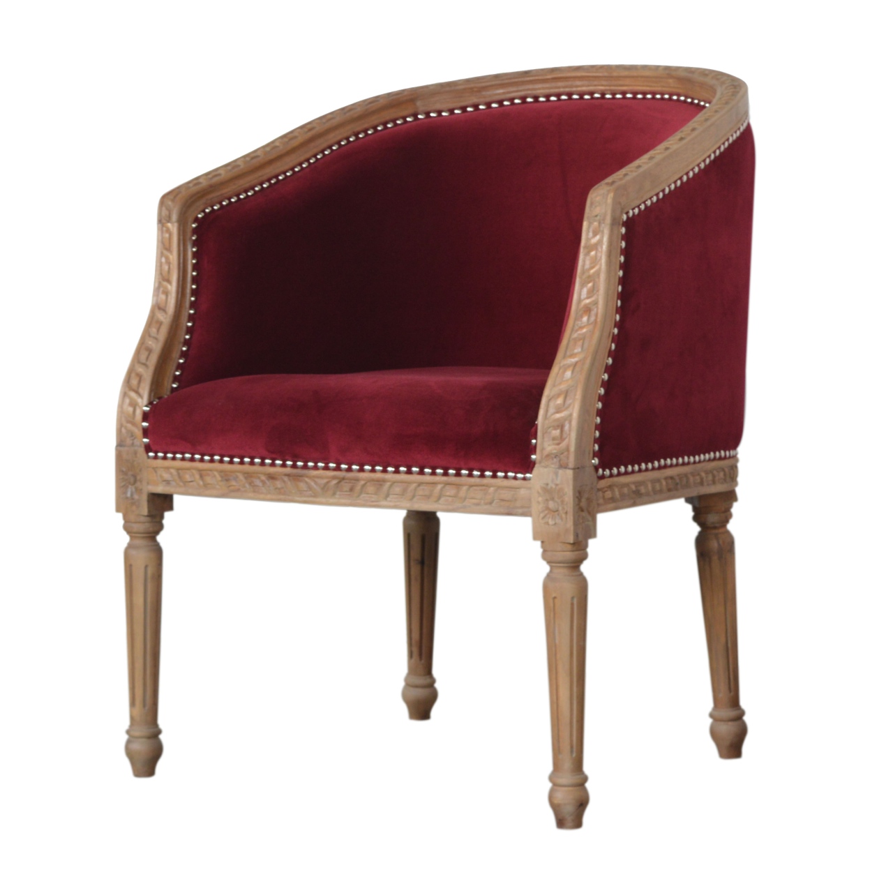 Wine Red Velvet Occasional Chair - Image 2