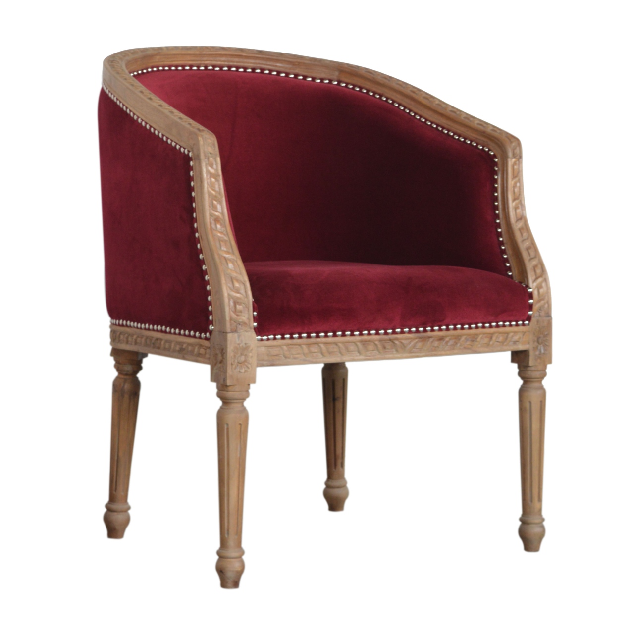 Wine Red Velvet Occasional Chair - Image 3