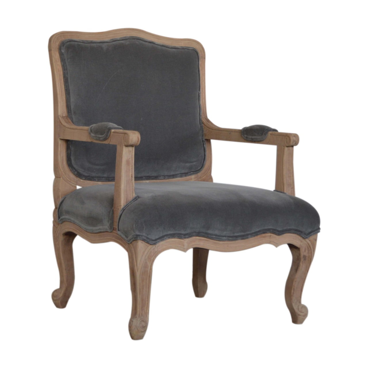 Grey Velvet French Style Chair - Image 2