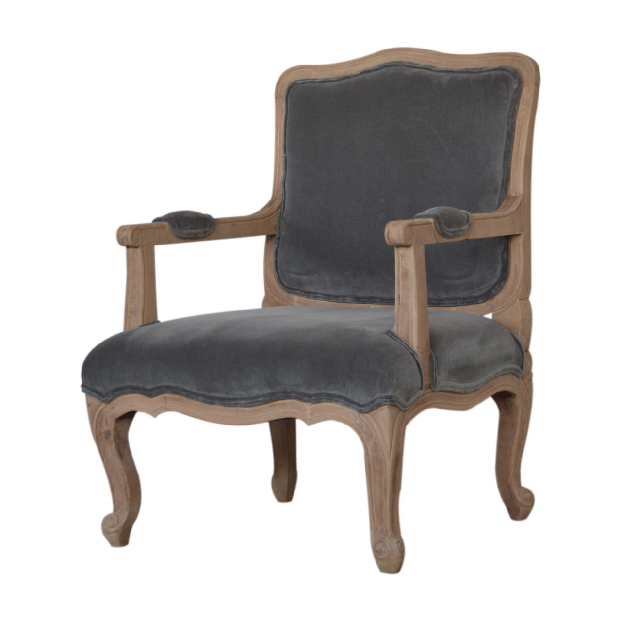 Grey Velvet French Style Chair - Image 3