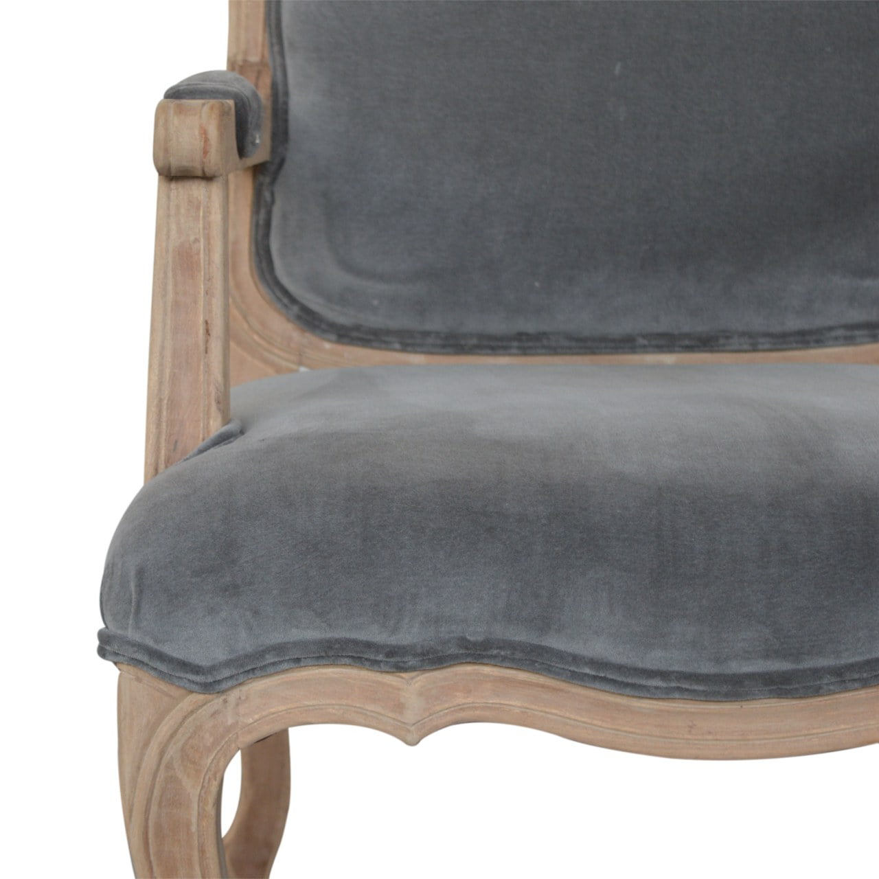 Grey Velvet French Style Chair - Image 4