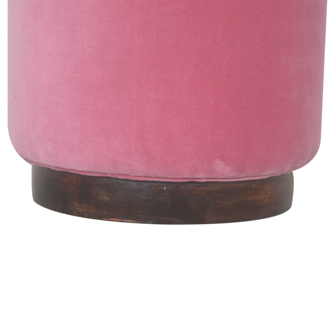 Pink Velvet Wooden Footstool - Image 4