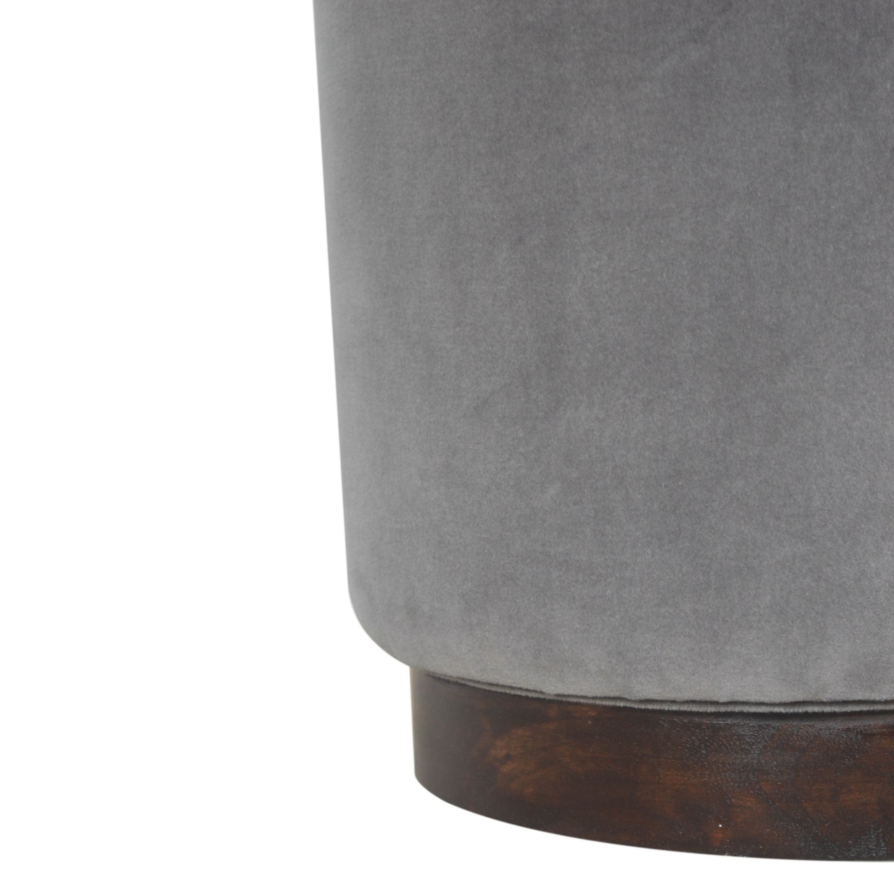 Grey Velvet Wooden Footstool - Image 3