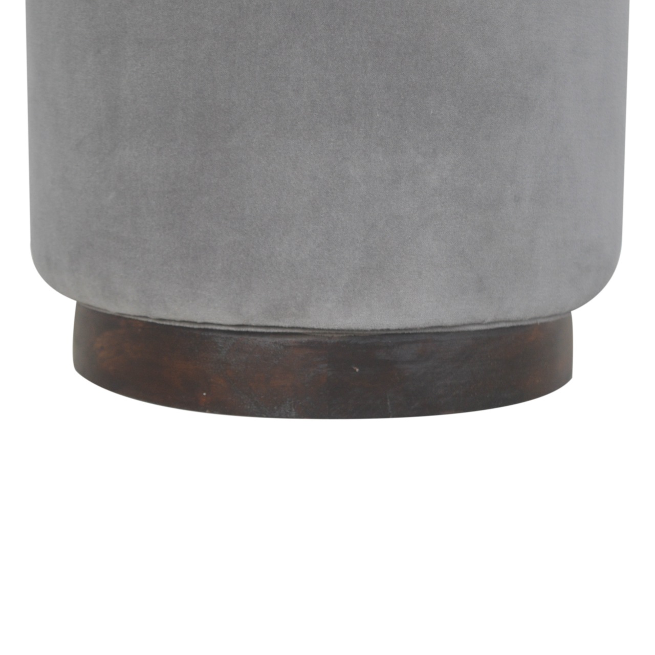 Grey Velvet Wooden Footstool - Image 4