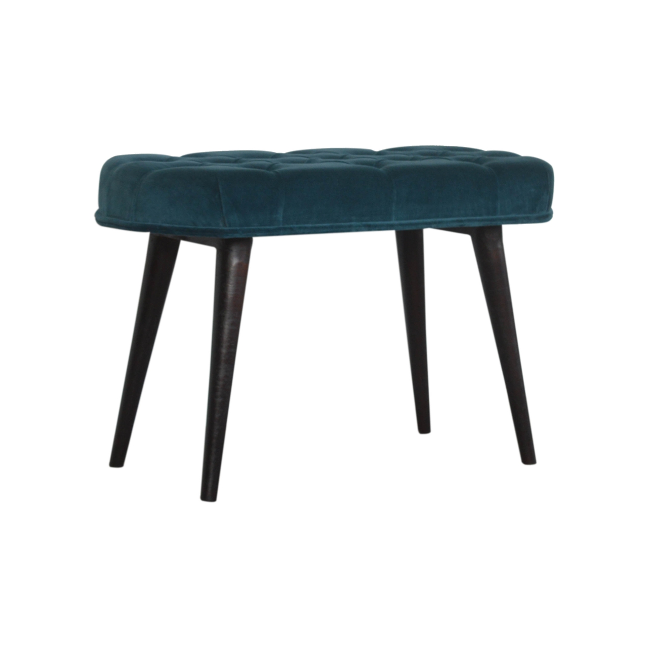 Teal Cotton Velvet Button Bench - Image 2