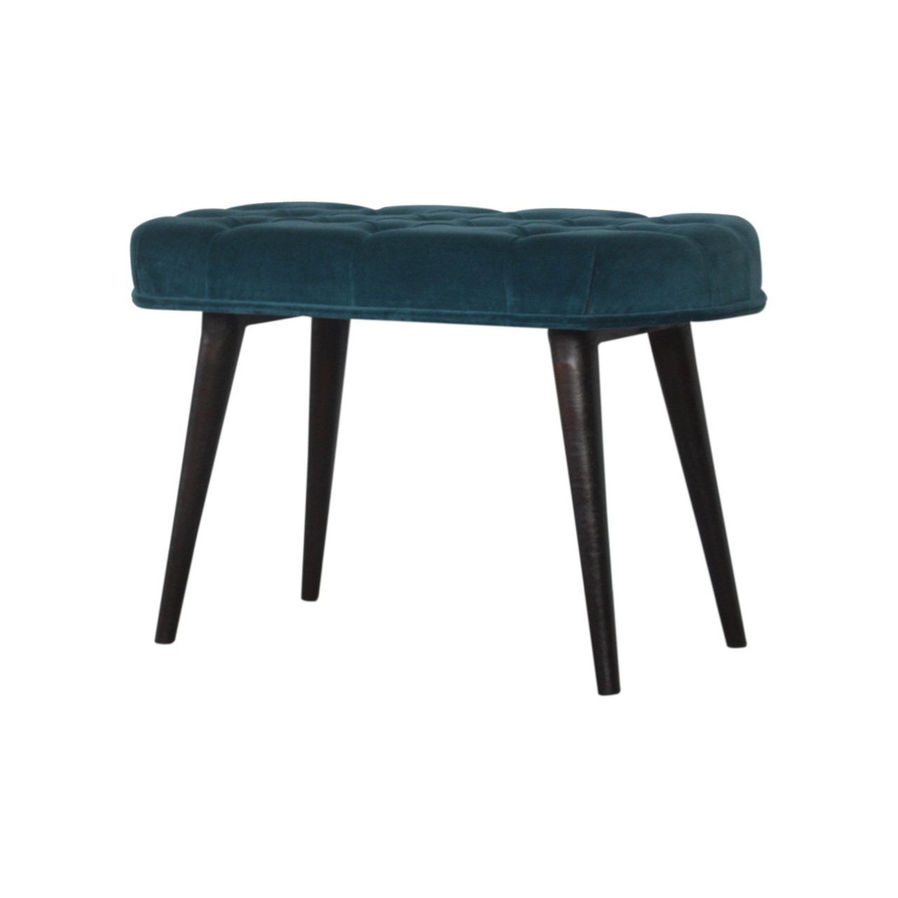 Teal Cotton Velvet Button Bench - Image 3