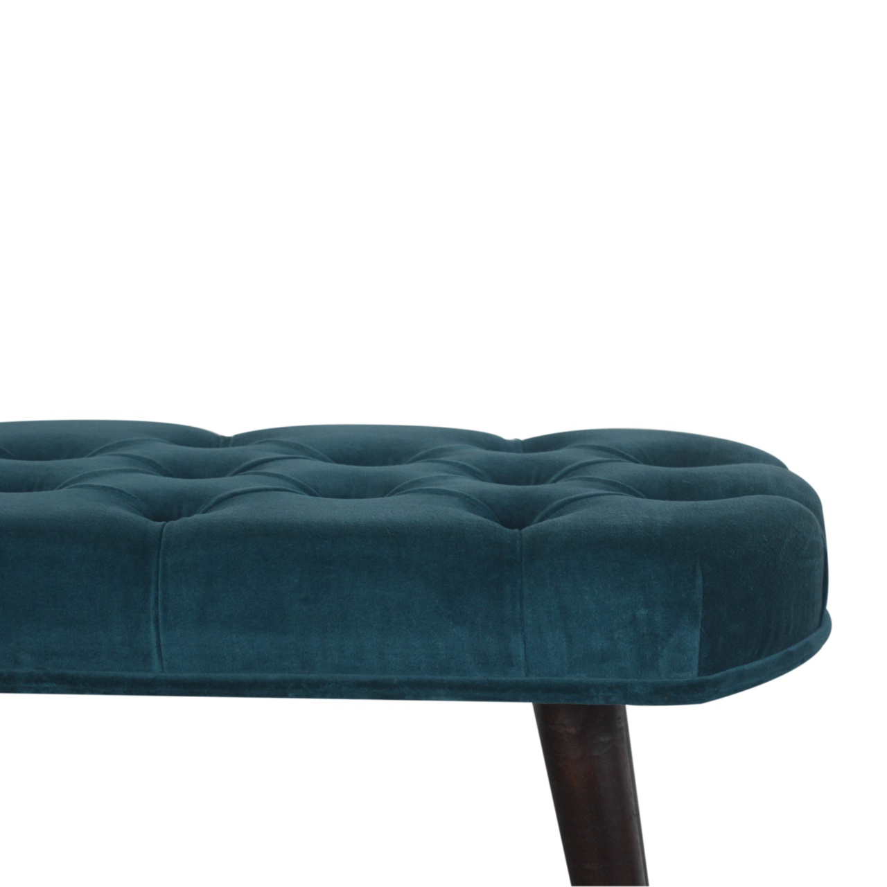 Teal Cotton Velvet Button Bench - Image 5