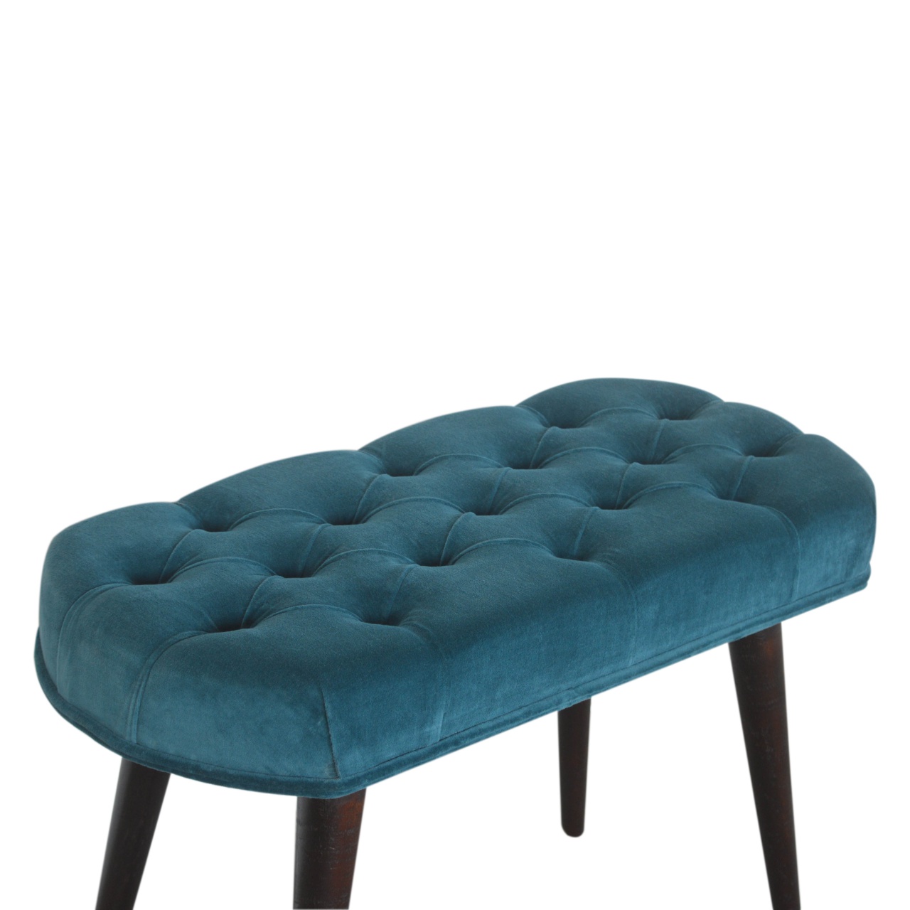 Teal Cotton Velvet Button Bench - Image 6
