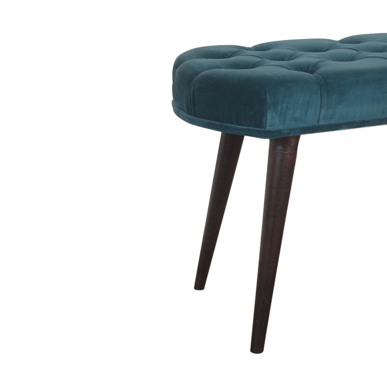 Teal Cotton Velvet Button Bench - Image 7