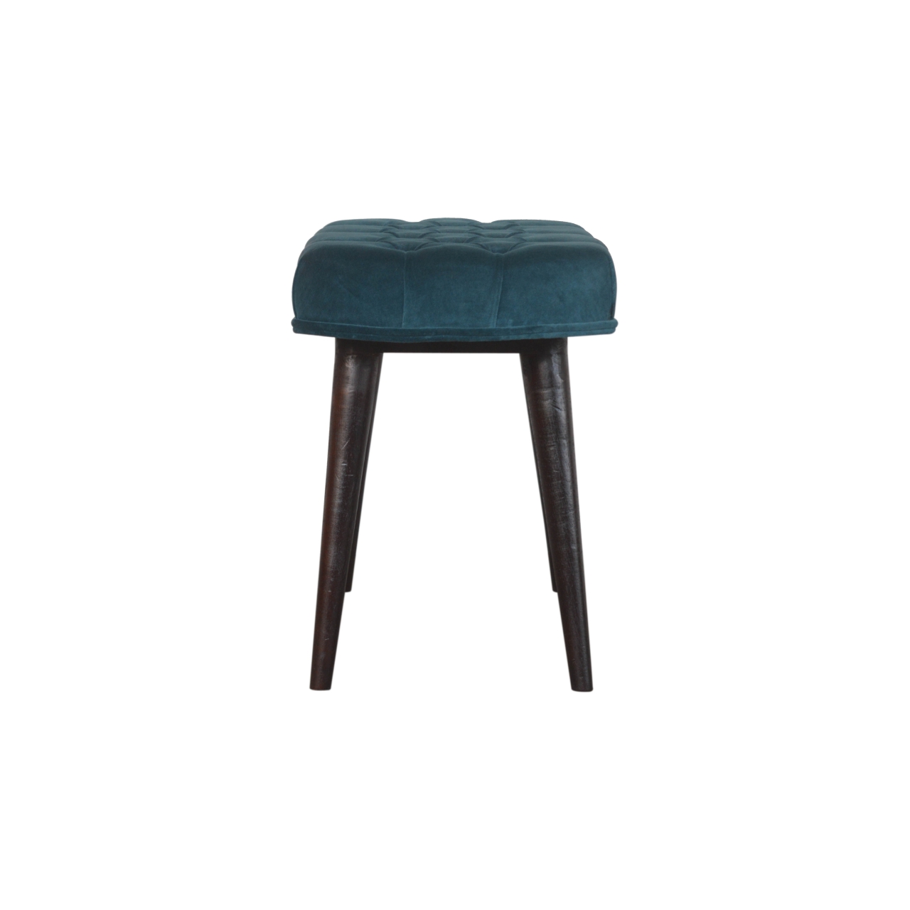 Teal Cotton Velvet Button Bench - Image 9