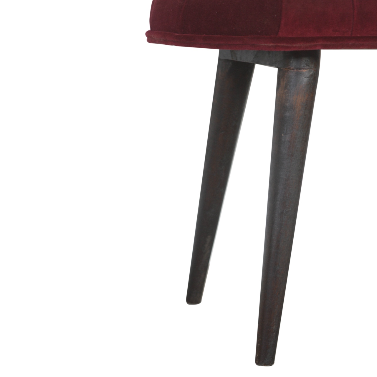 Wine Red Velvet Deep Button Bench - Image 8