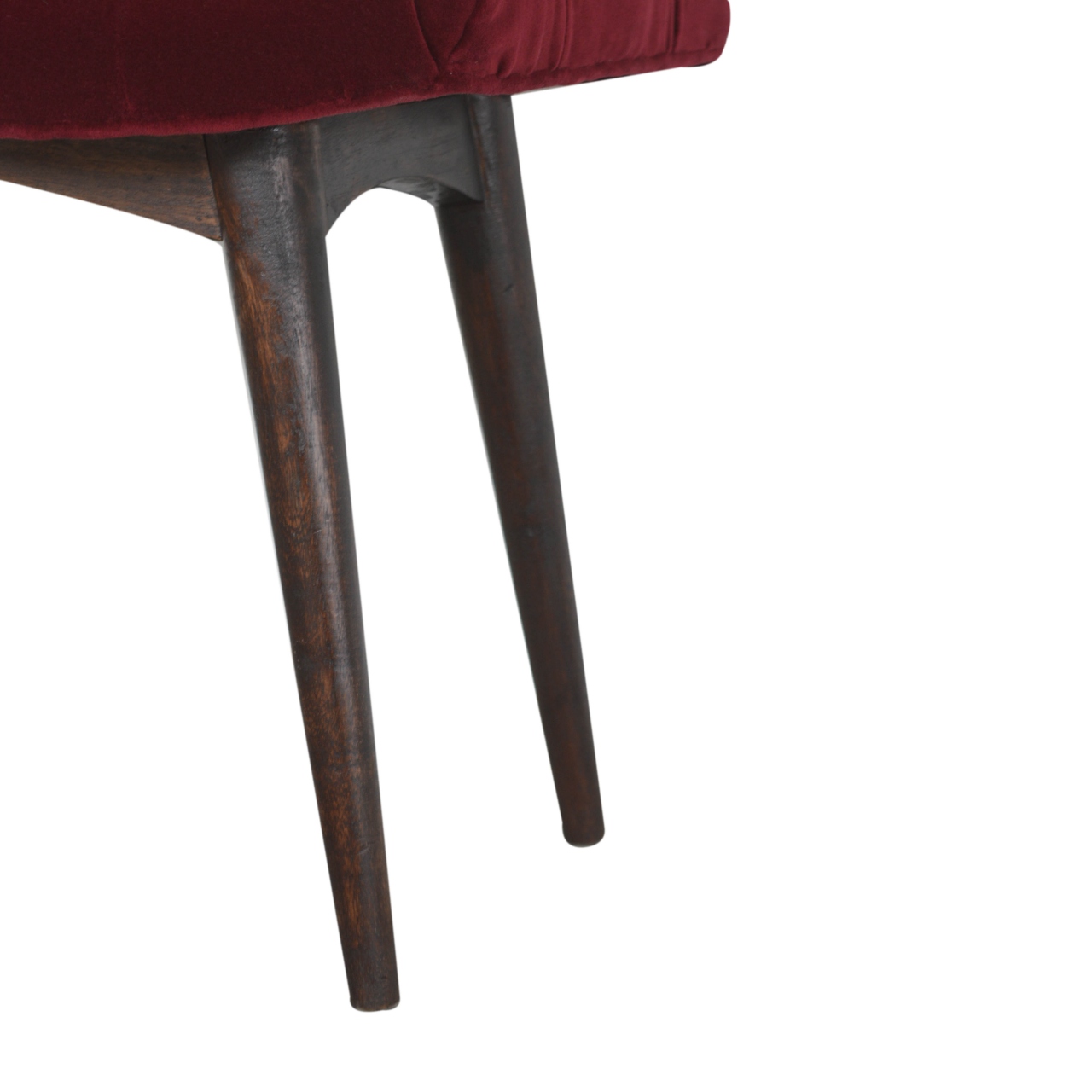 Wine Red Cotton Velvet Curved Bench - Image 5