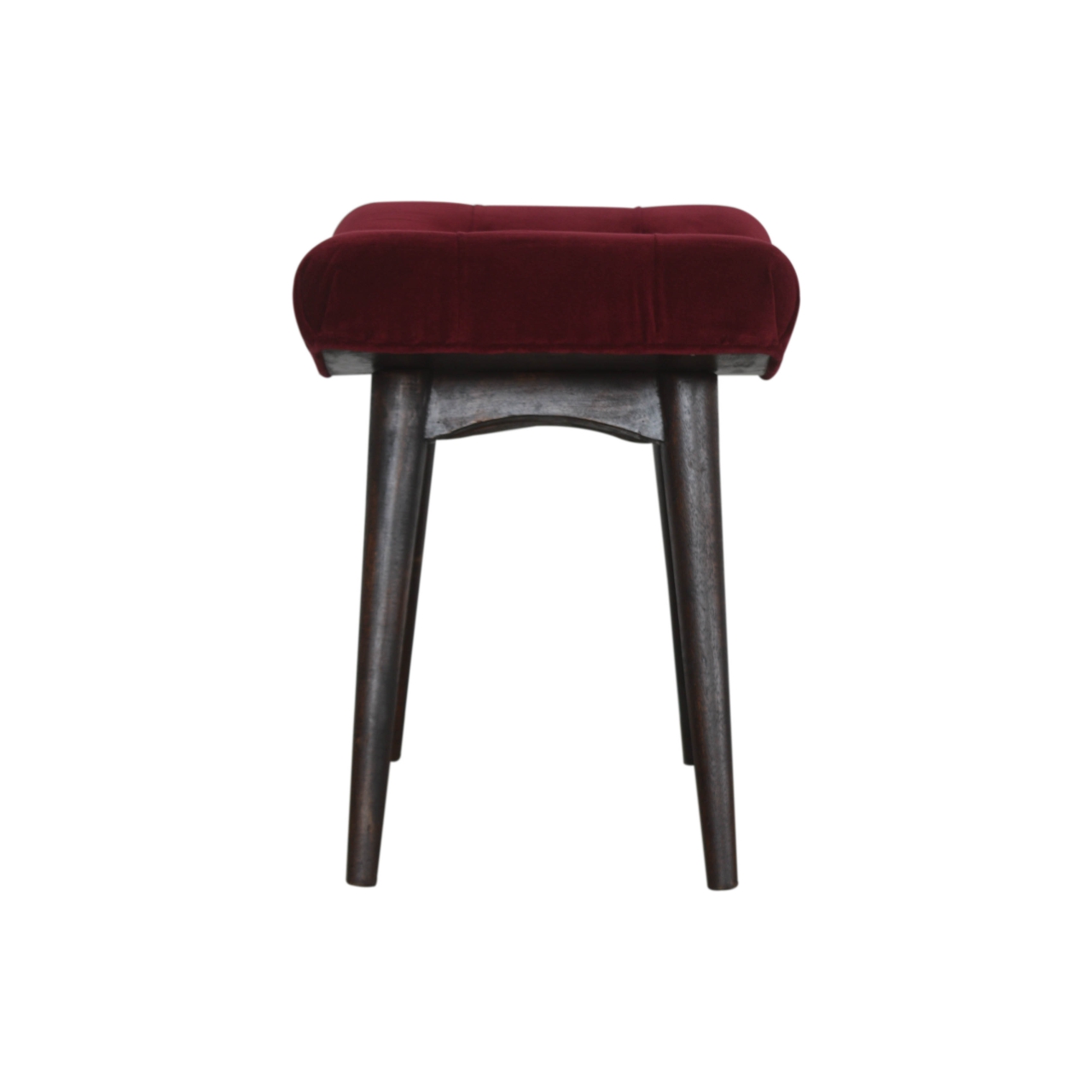 Wine Red Cotton Velvet Curved Bench - Image 7