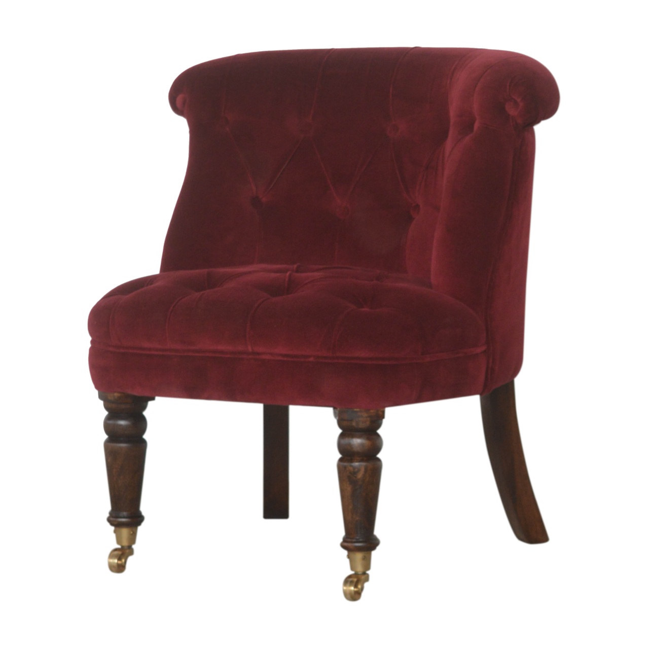 Wine Red Velvet Accent Chair - Image 2