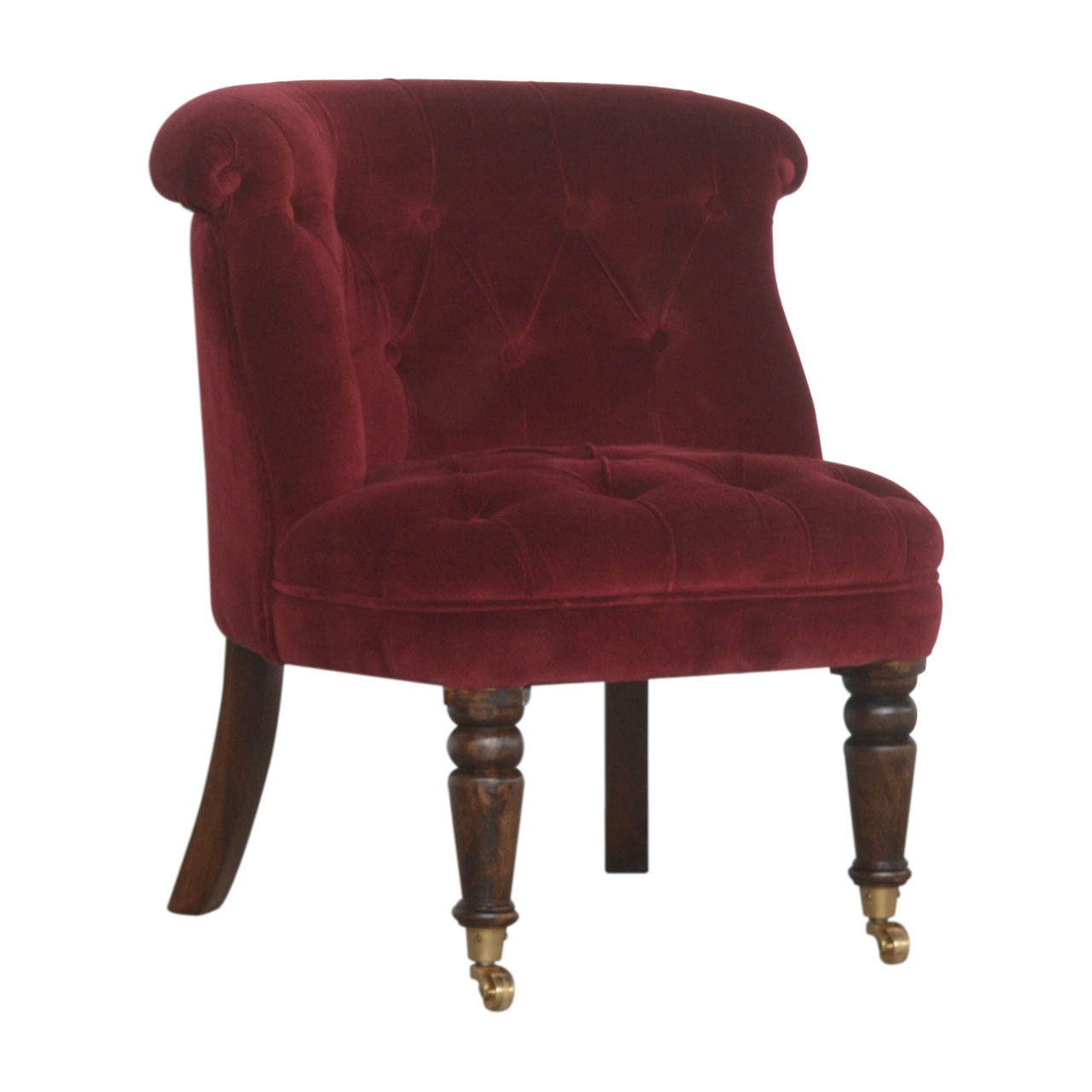 Wine Red Velvet Accent Chair - Image 3