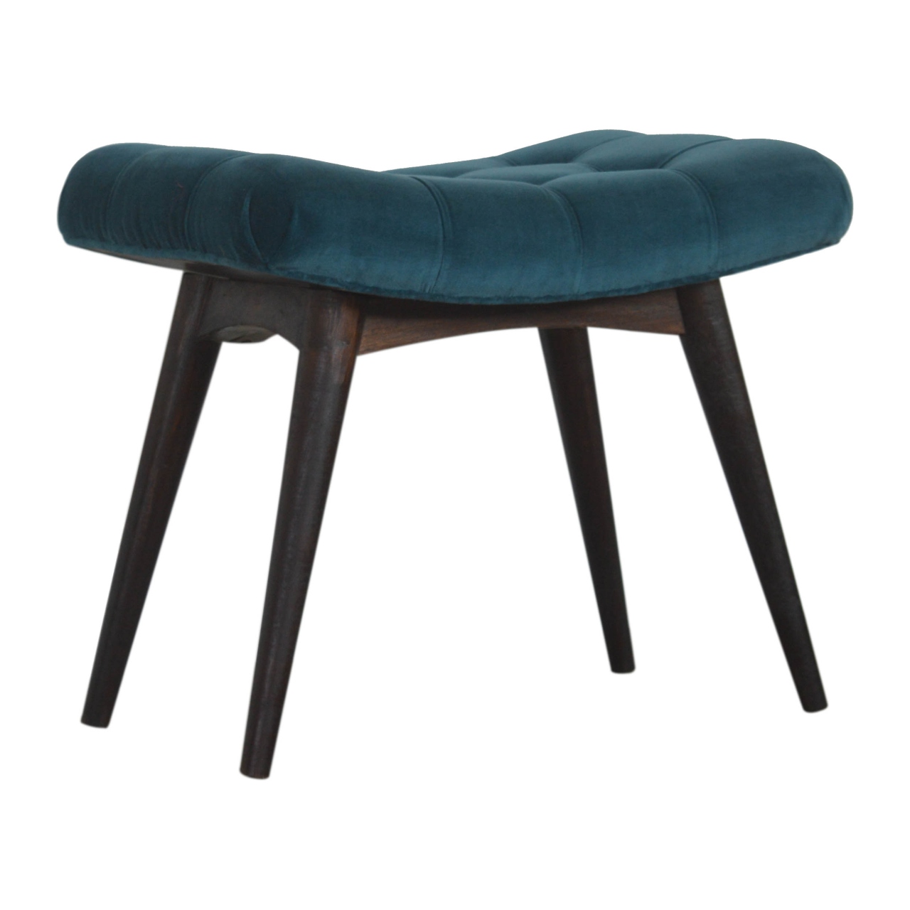 Teal Cotton Velvet Curved Bench - Image 2