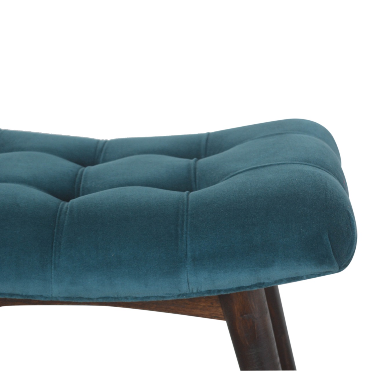 Teal Cotton Velvet Curved Bench - Image 3