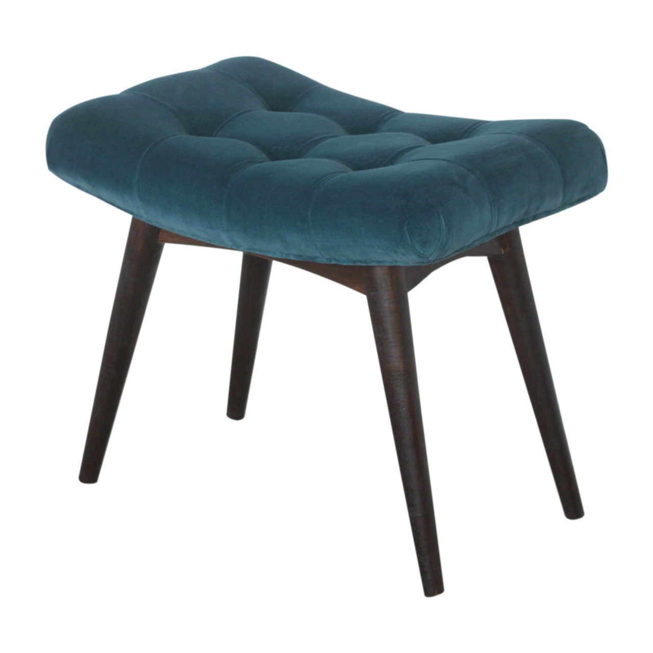 Teal Cotton Velvet Curved Bench - Image 4