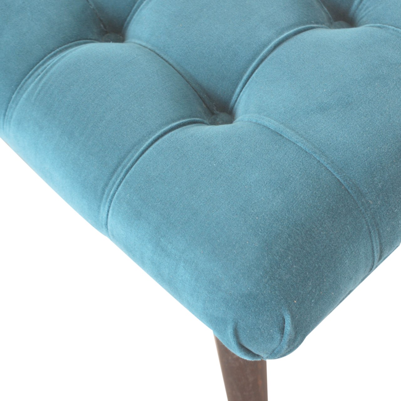 Teal Cotton Velvet Curved Bench - Image 5