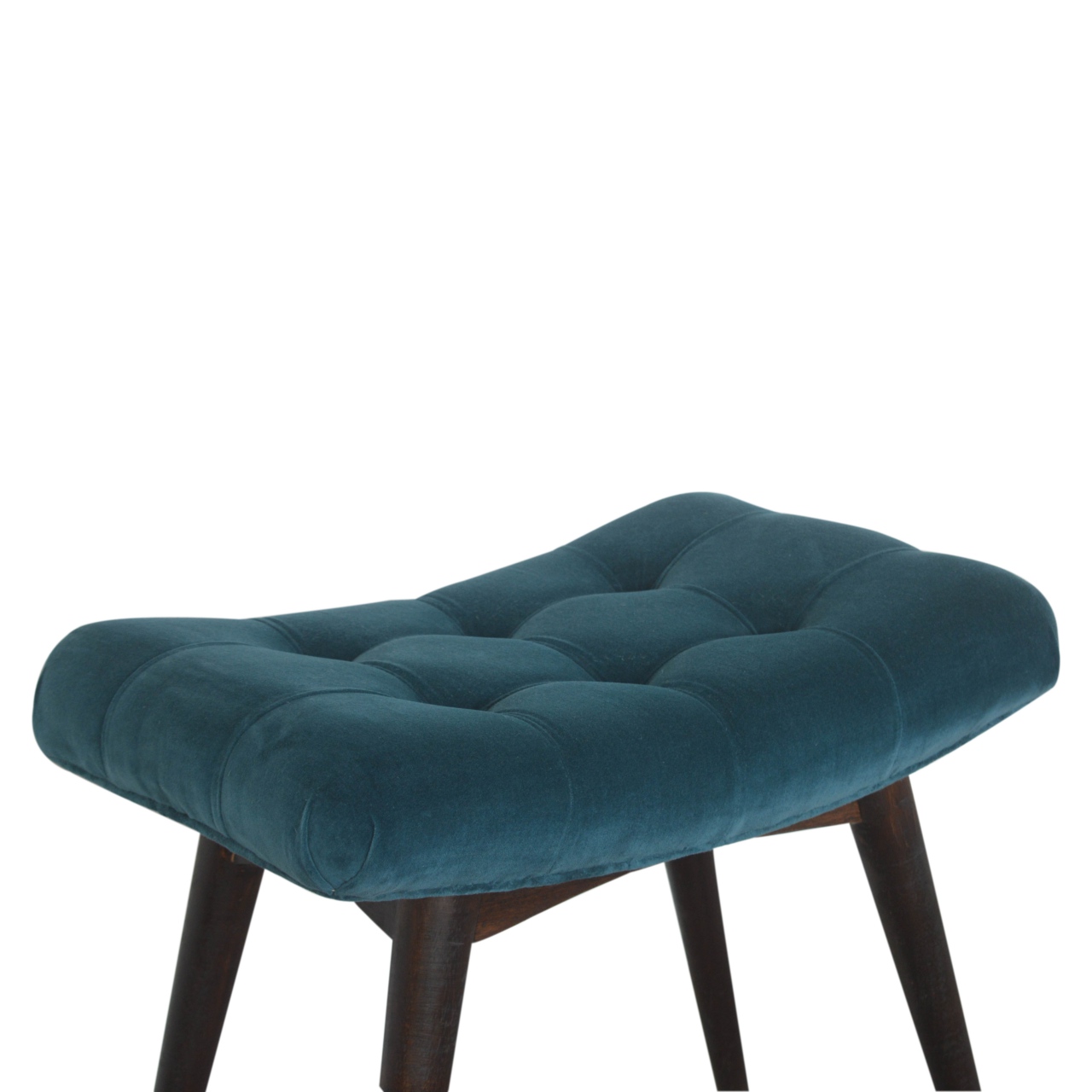 Teal Cotton Velvet Curved Bench - Image 6